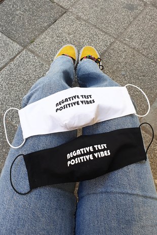 Negative Test Pozitive Vibes | Yıkanabilir Pamuklu Maske